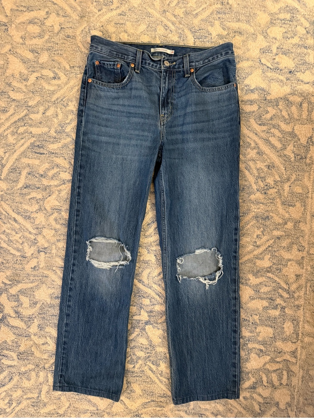 Levi's Distressed Medium Blue Straight-Leg Jeans